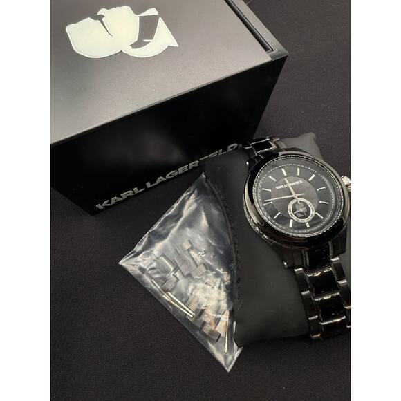 Karl Lagerfeld Black Ceramic-Style Watch with Bracelet w/ Box/Case main image 9